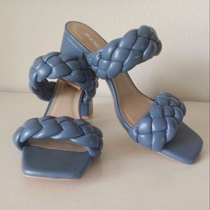 Soda Blue Braided Block Heel Sandals